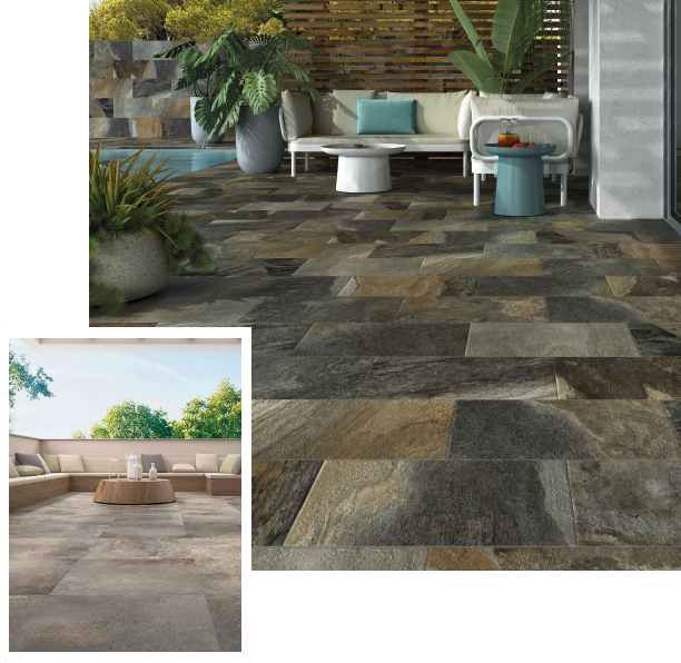 kinara-Porcelanato-Antideslizante-ambiente-exterior-área-piscina espacio exclusivo exterior de piscina con porcelanato y piedra antideslizante