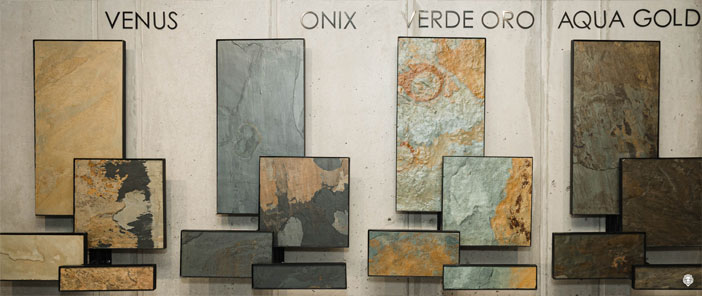 exhibición productos piedras naturales variedad