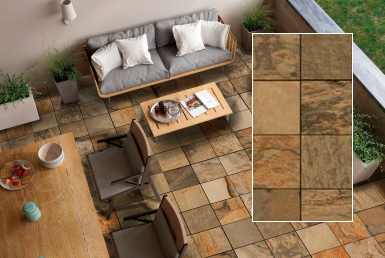 Kinara-distribución-y-venta-piedra-natural-30x60-interior-exterior-VENUS sala comedor de madera exterior con piso en piedra rustica tipo fachaleta