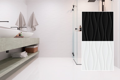 CERÁMICA BLANCO MATE- MARINO-WH--BK-.-30X59CM Cerámica blanco mate decorativo en pisos y paredes de baño restaurante, con meson beige y lavamanos blancos
