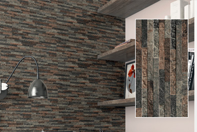 CERÁMICA DECORATIVA-YOSEMITE-ÓXIDO-15,3X58,9-CM Cerámica decorativa para pared, en sala con pared blanca