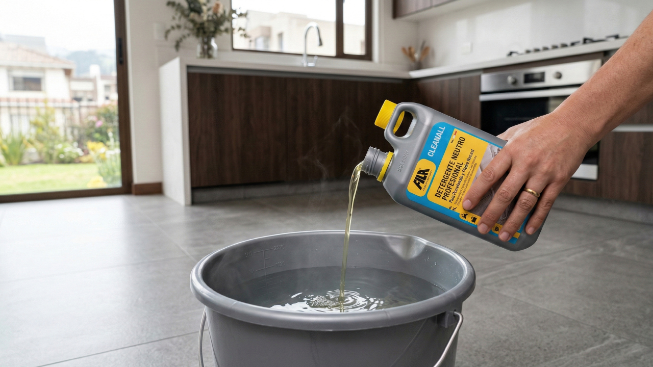 detergente-neutro-fila-cleanall-para-porcelanato Preparar solución con detergente neutro FILA CLEANALL para limpiar porcelanato correctamente sin dañarlo