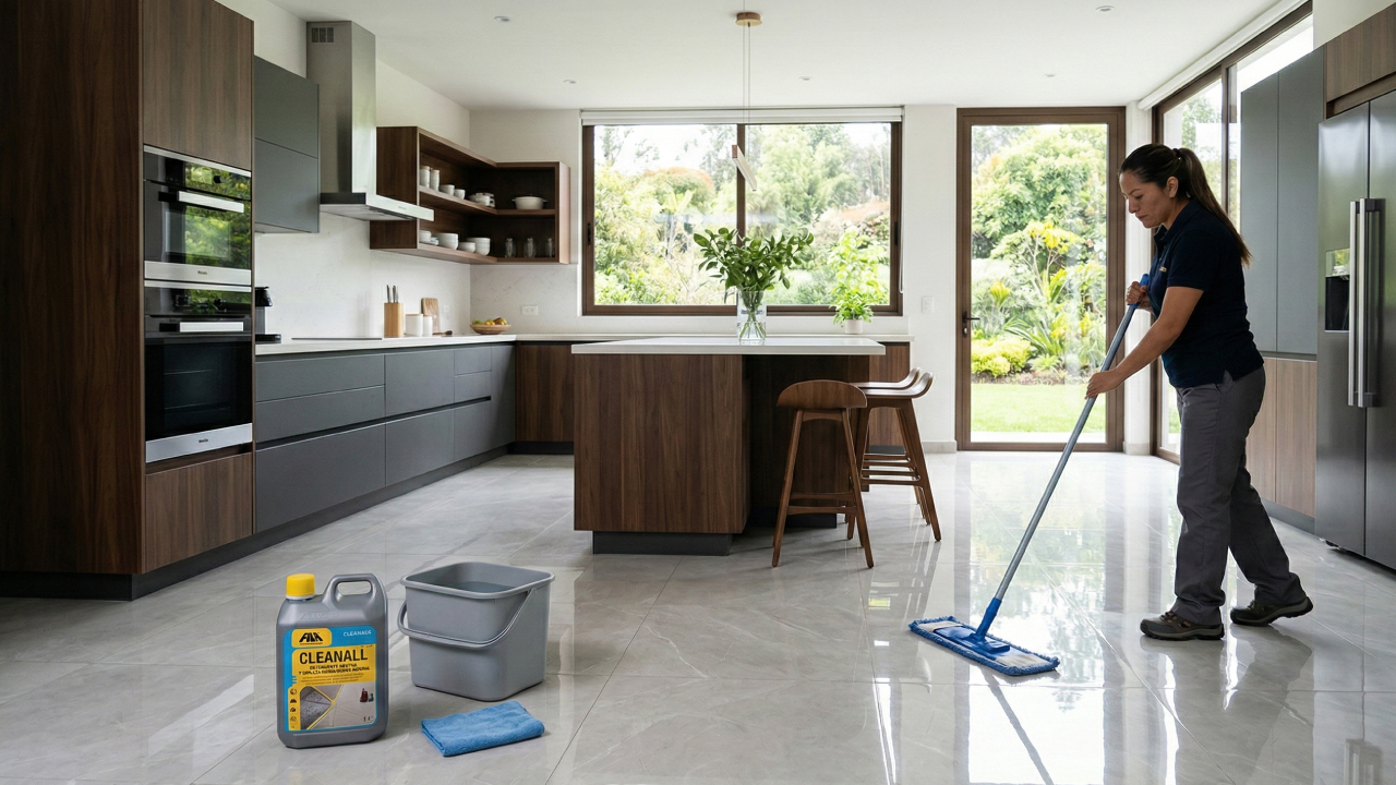 limpieza-diaria-porcelanato-fila-cleanall Limpieza diaria de porcelanato con detergente neutro FILA CLEANALL sin afectar brillo ni textura