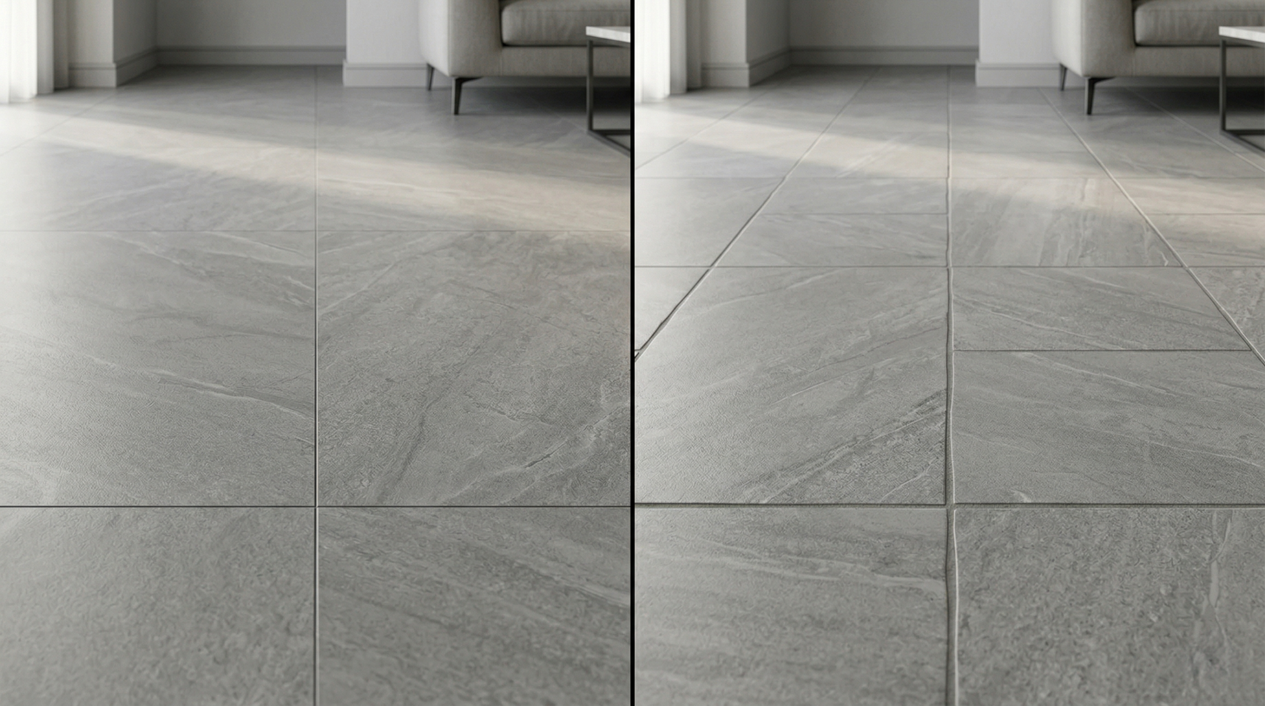 Comparación de porcelanato rectificado con juntas mínimas vs juntas visibles porcelanato rectificado con juntas minimas comparado con porcelanato con juntas visibles y menor precision