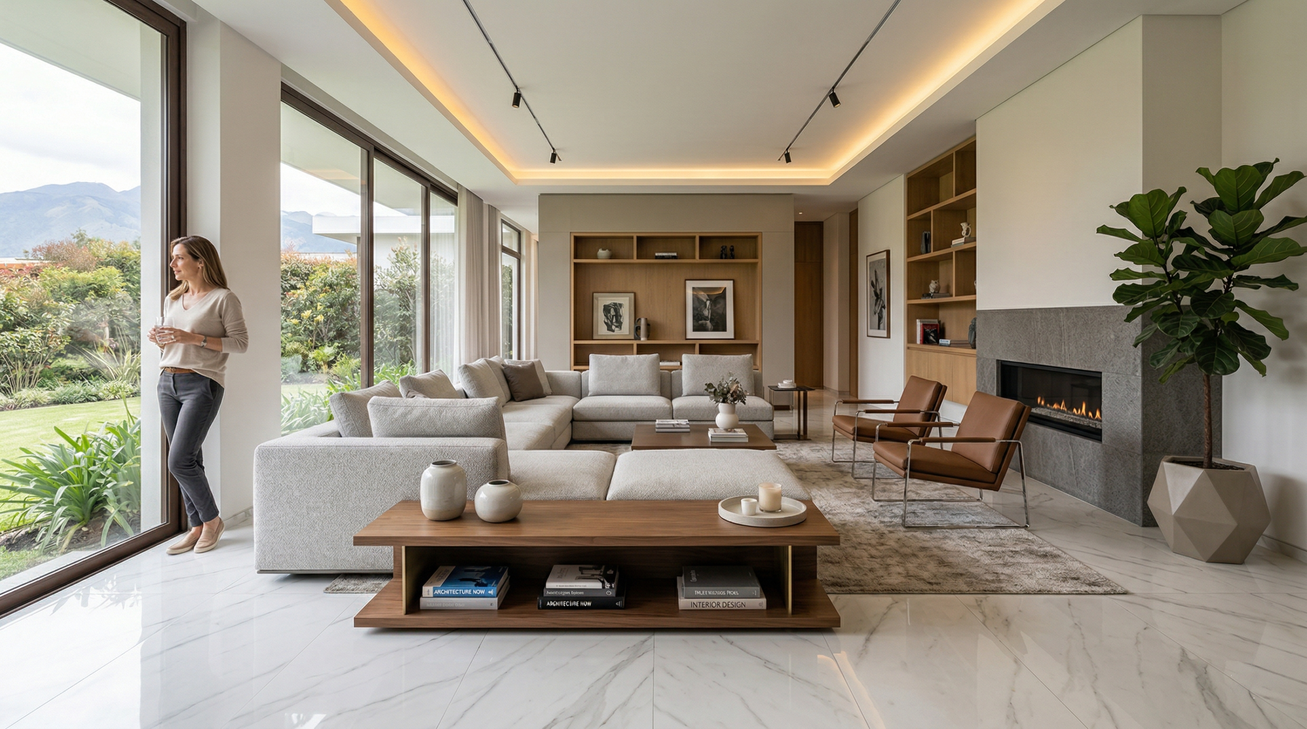 Porcelanato de alta calidad en espacio moderno que aumenta el valor del ambiente porcelanato de alta calidad en interiores modernos que mejora la percepción del espacio y aumenta el valor de la propiedad