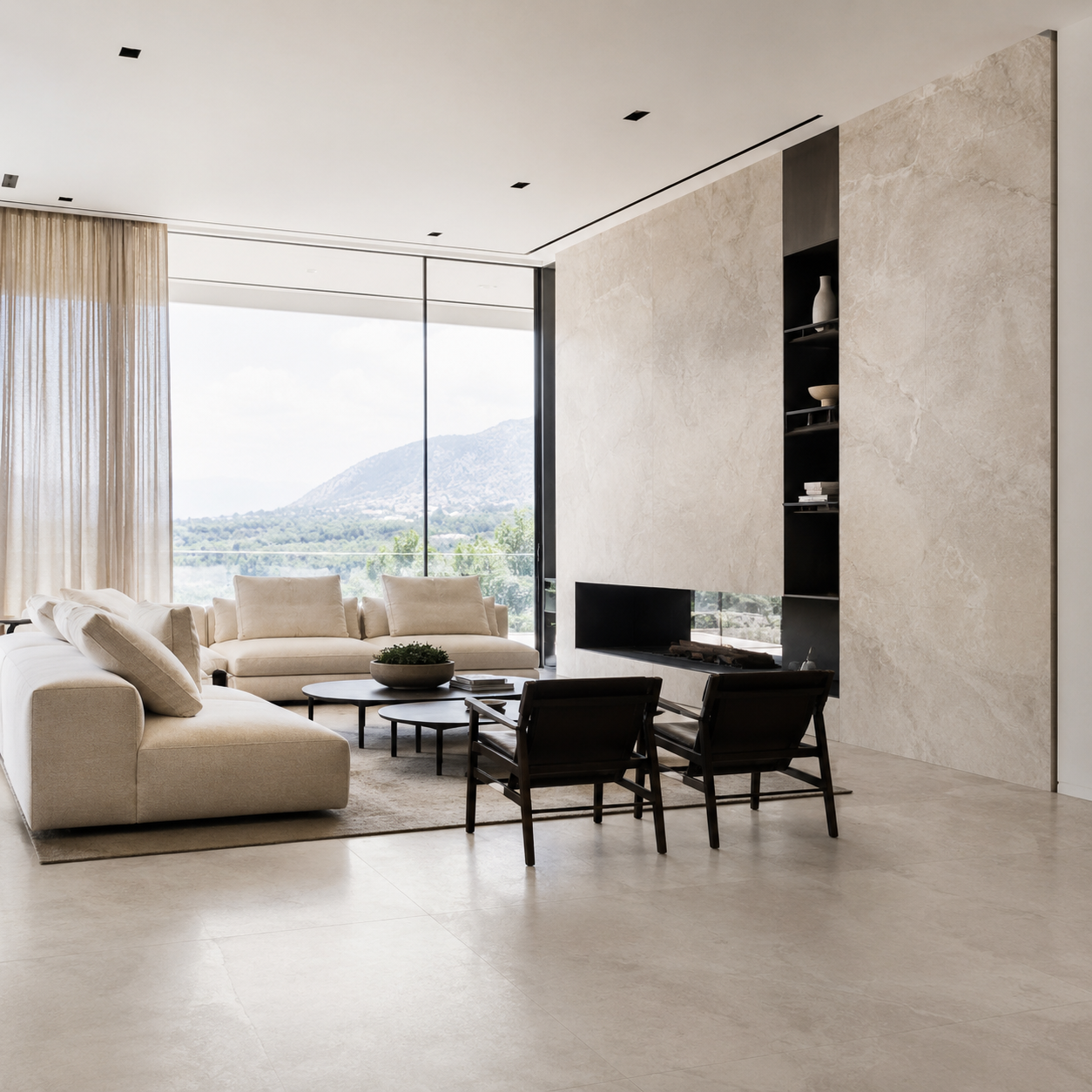 Amplitud y lujo visual con porcelanato de gran formato