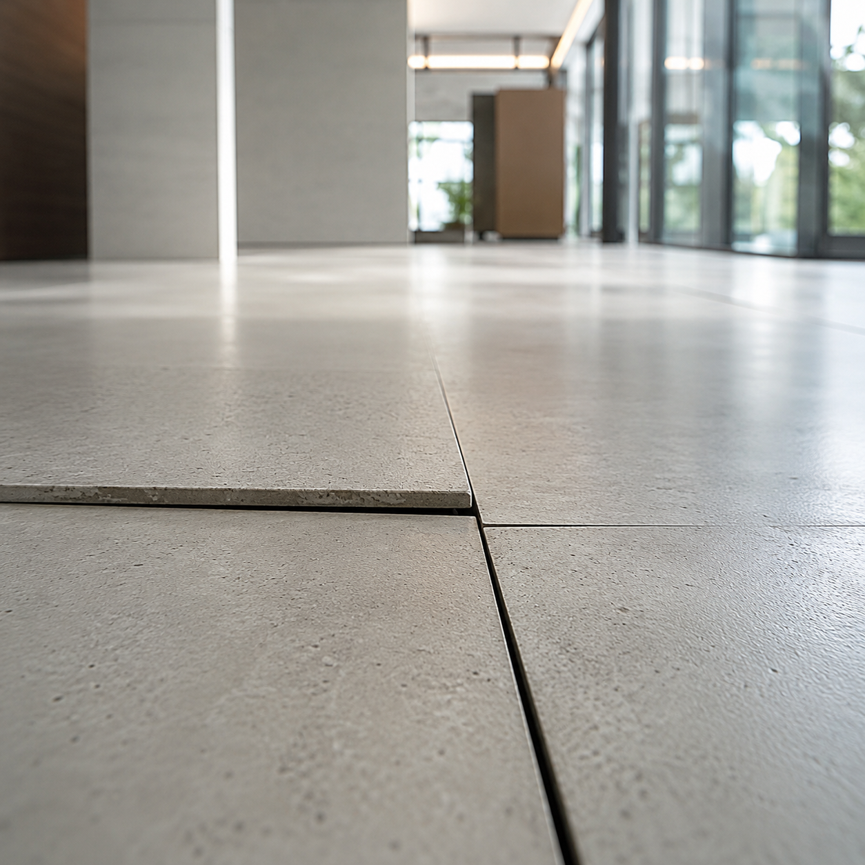 Desniveles visibles en porcelanato contemporáneo mal instalado